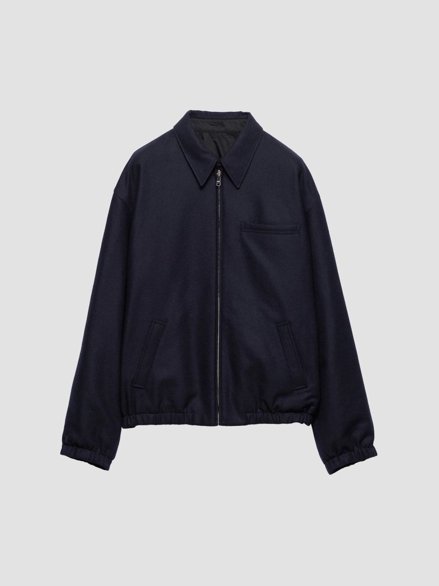 Prada Men's Re-Wool Blouson Jacket - Blue - Size 46