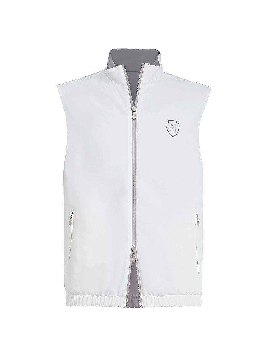 Men's Bonded Nylon Reversible Vest with Logo - Off White - Size XXXXL