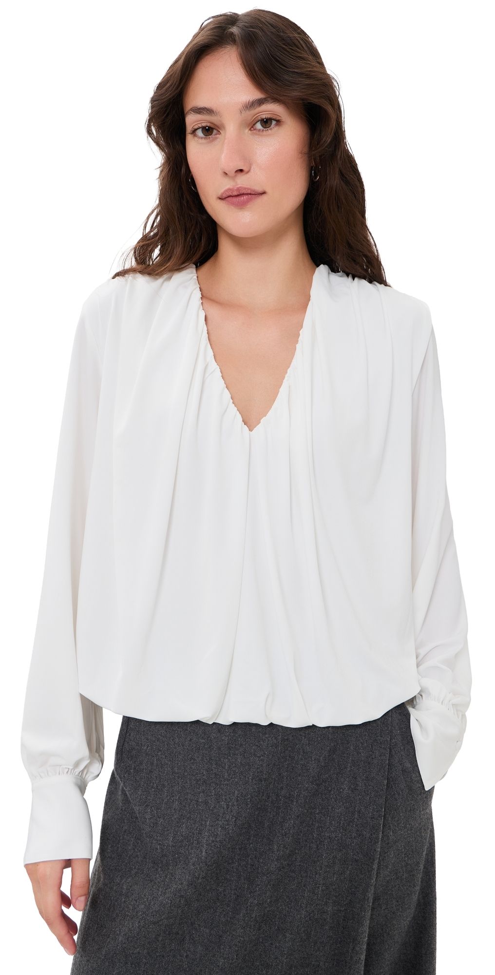 Vince V Neck Bubble Top Ivory XL