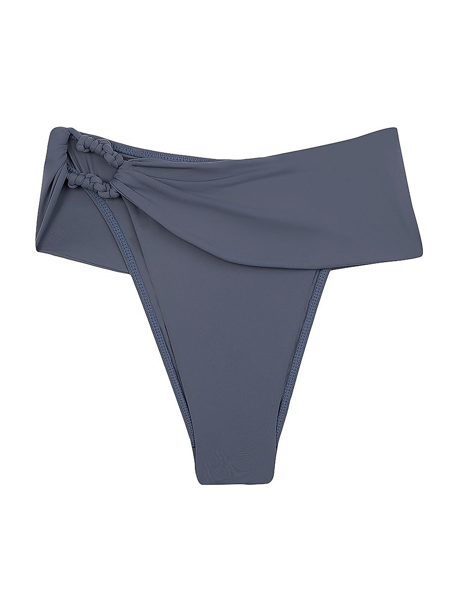 Women's Holly Foldover Knotted Bikini Bottom - Blue - Size Small