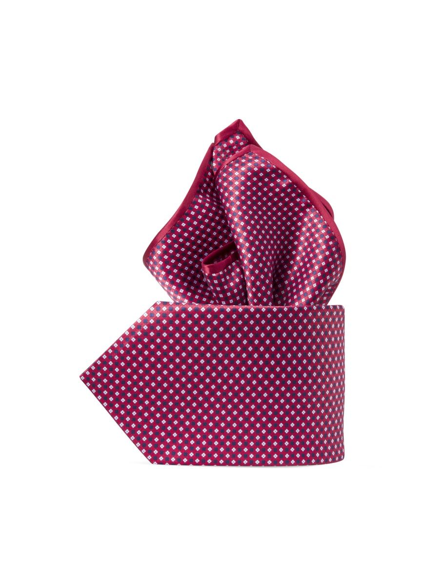 Stefano Ricci Men's Luxury Hand Printed Silk Tie Set - Red