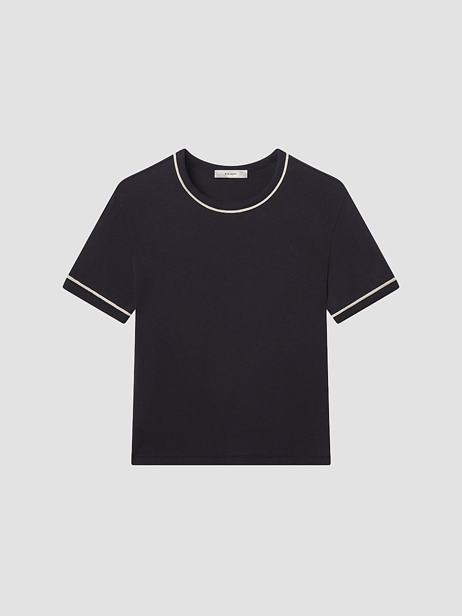 Women's The Ringer Contrast-Trim Cotton T-Shirt - Navy Multi - Size XL