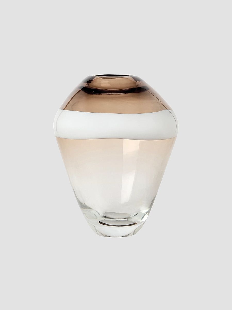Murano Glass Striped Vase - Brown Fade