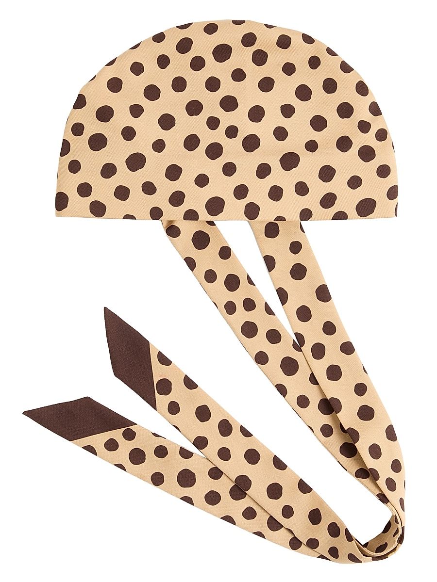 Women's Dalmatian Dot and Extra Polka Dot Headband in Cotton and Silk - Beige Chocolate