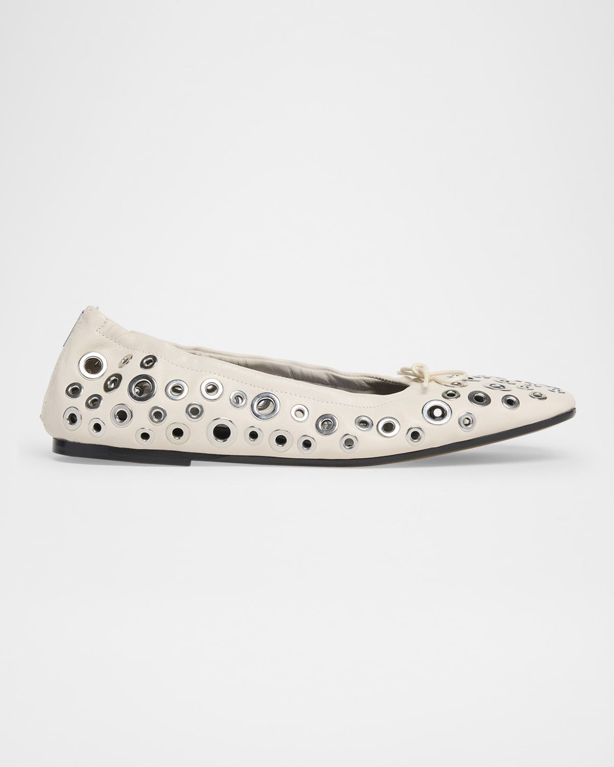 Amy Grommet Zip Leather Ballerina Flats