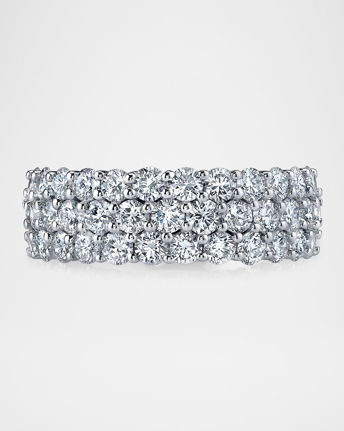 x Danielle Klein Platinum 3-Row Diamond Prong-Set Eternity Band Ring, 4.3tcw