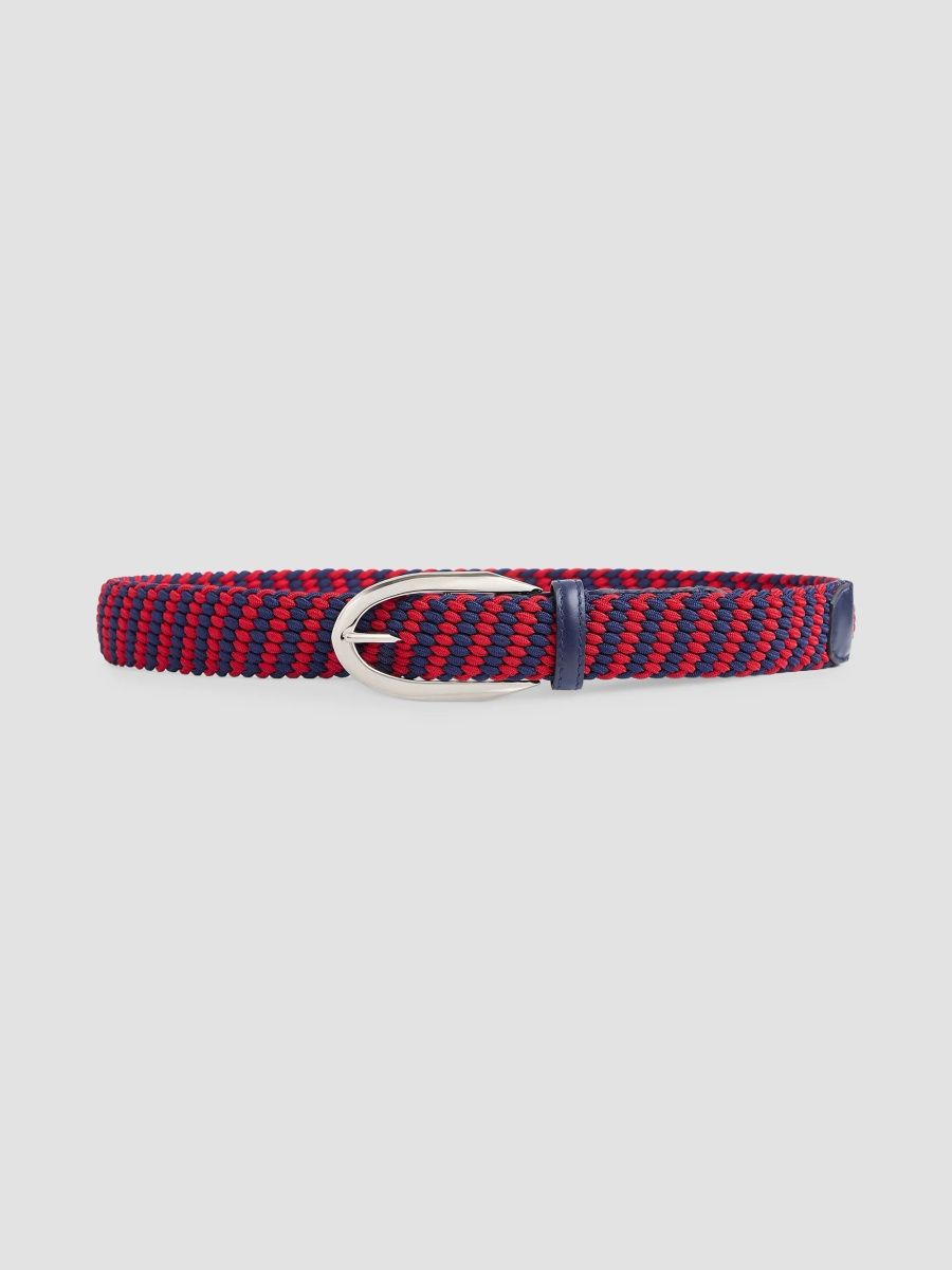 Givenchy Men's Pinch Bicolor Braided Belt in Webbing - Navy Red - Size 38