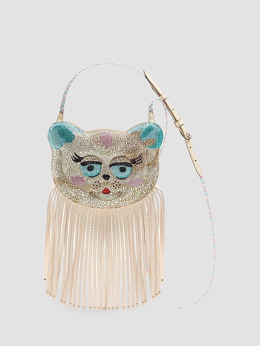 Women's Le Chat De La Maison Shoulder Bag with Rhinestones - Butter