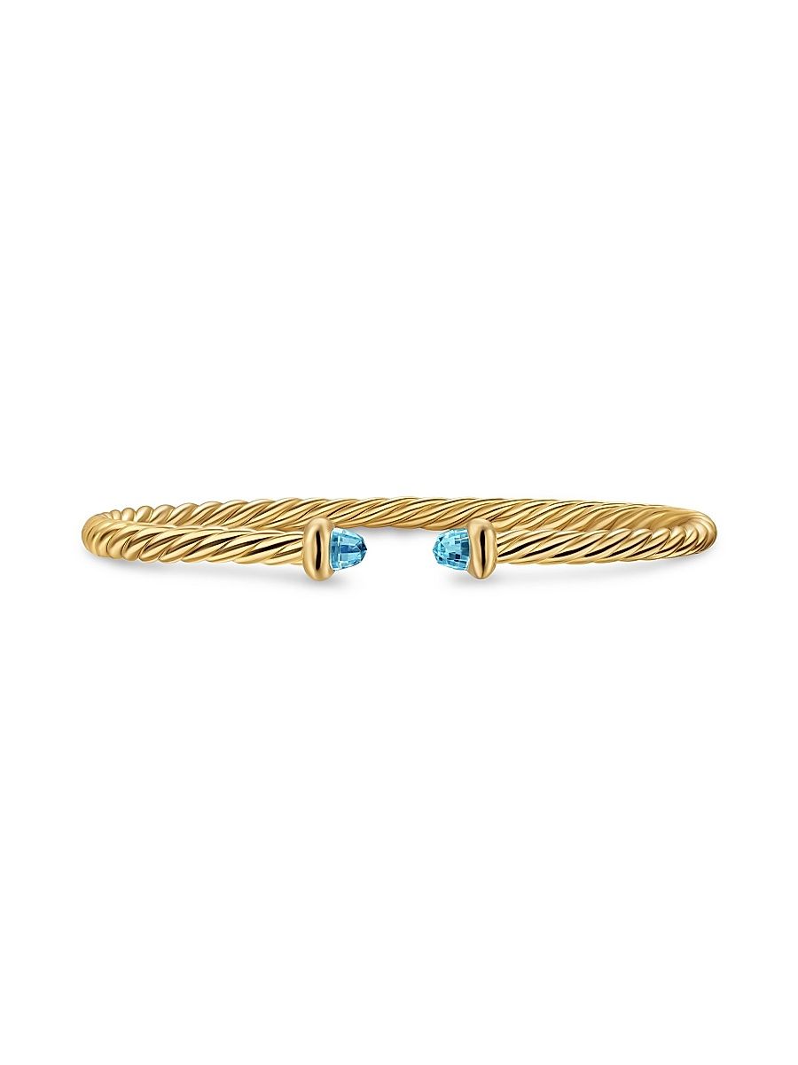 Women's Micro Cablespira Flex Teen Bracelet in 18K Yellow Gold - Blue Topaz