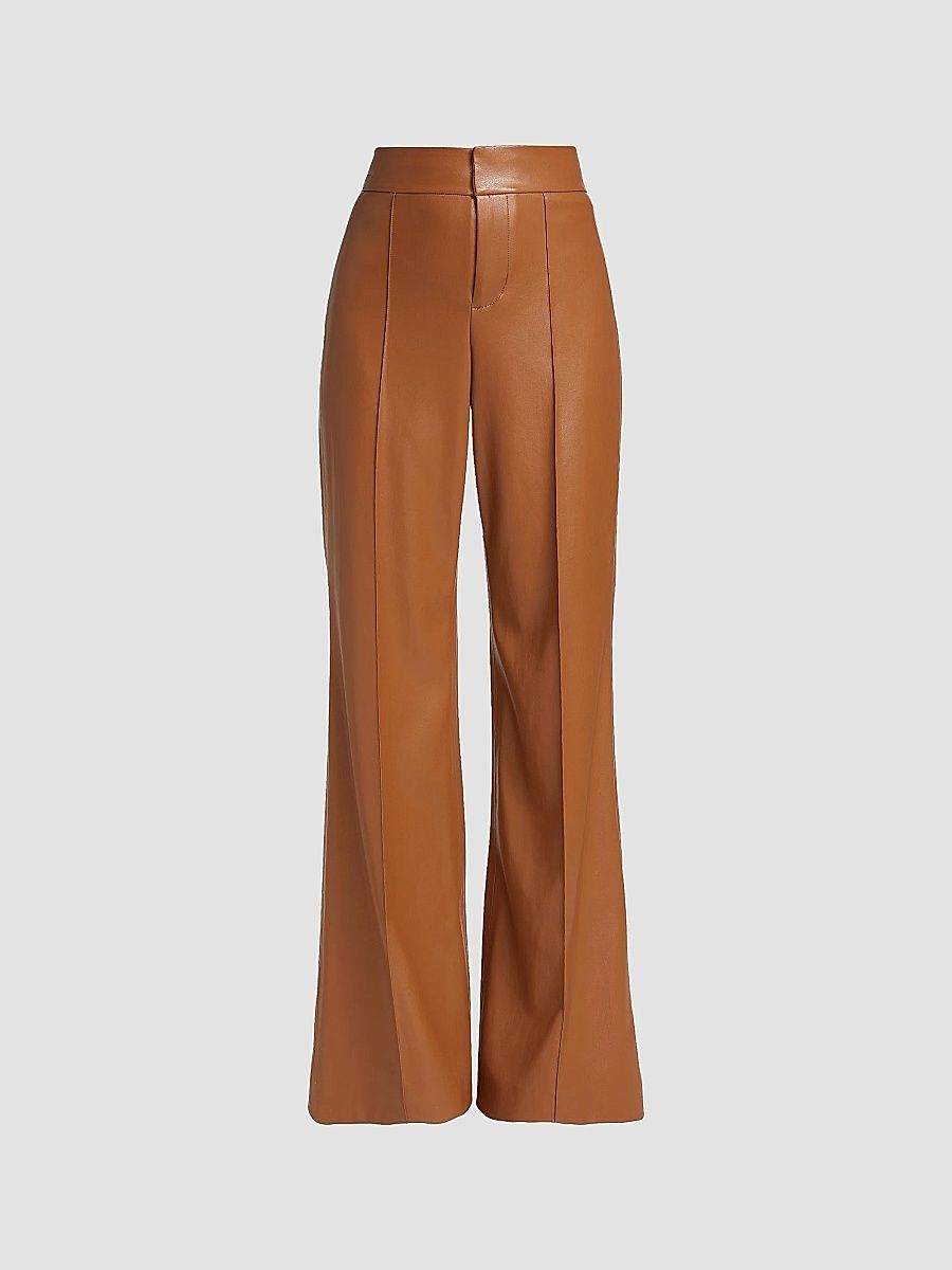 ALICE + OLIVIA Women's Dylan Wide-Leg Faux Leather Pants - Camel - Size 10