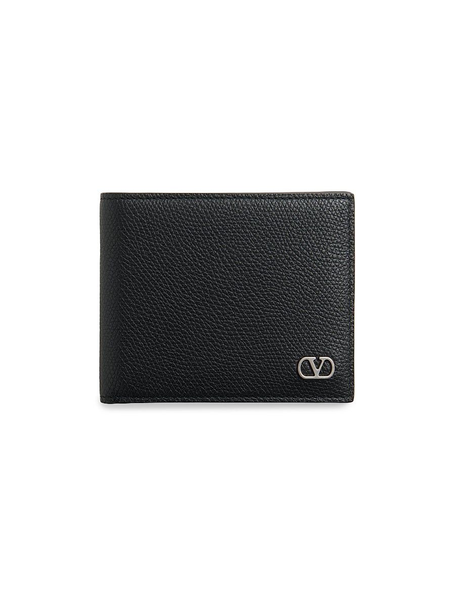 Men's VLogo Signature Grainy Calfskin Wallet - Black
