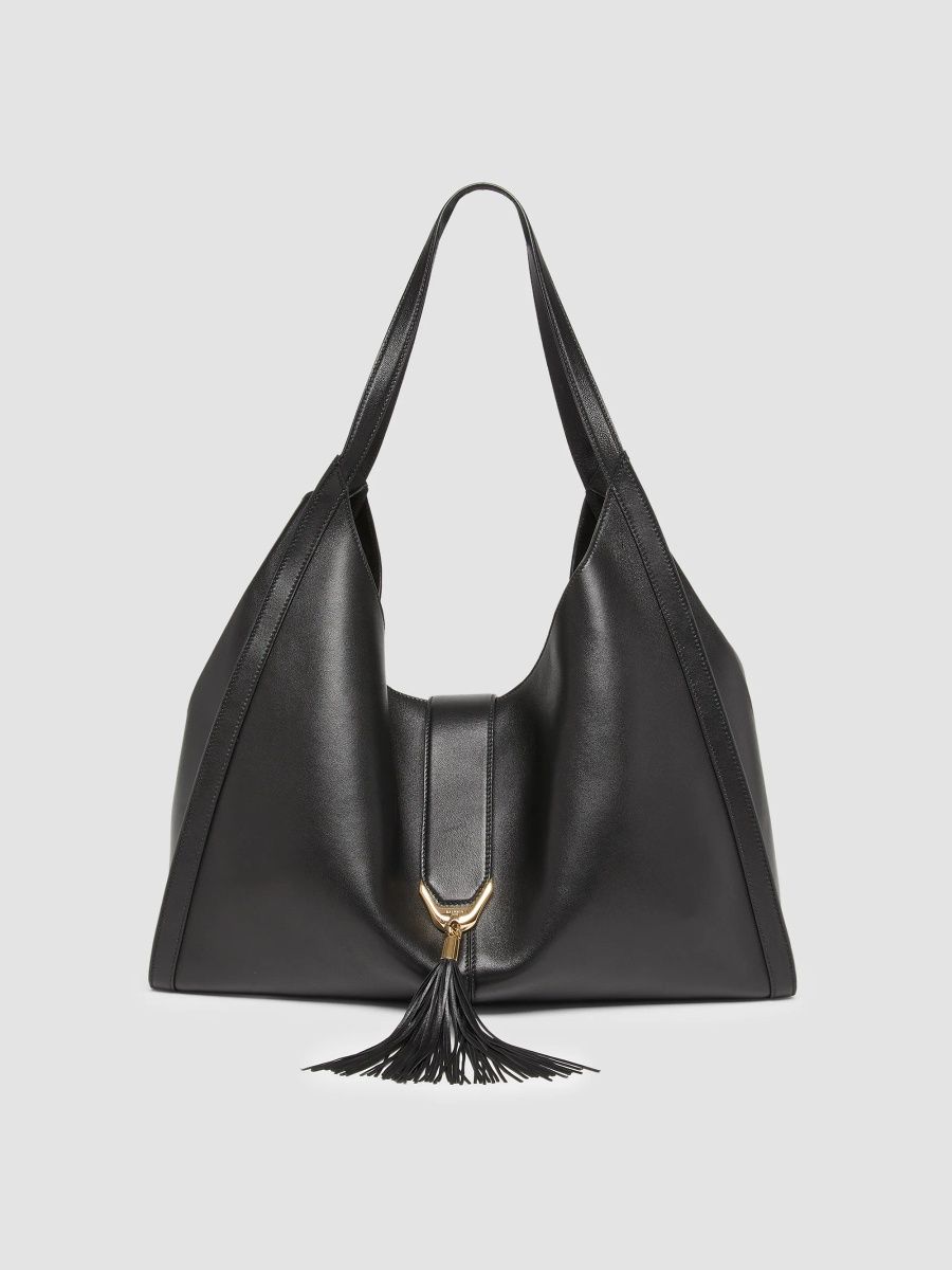 Balmain Women's Tassel Large Leather Hobo Bag - Black