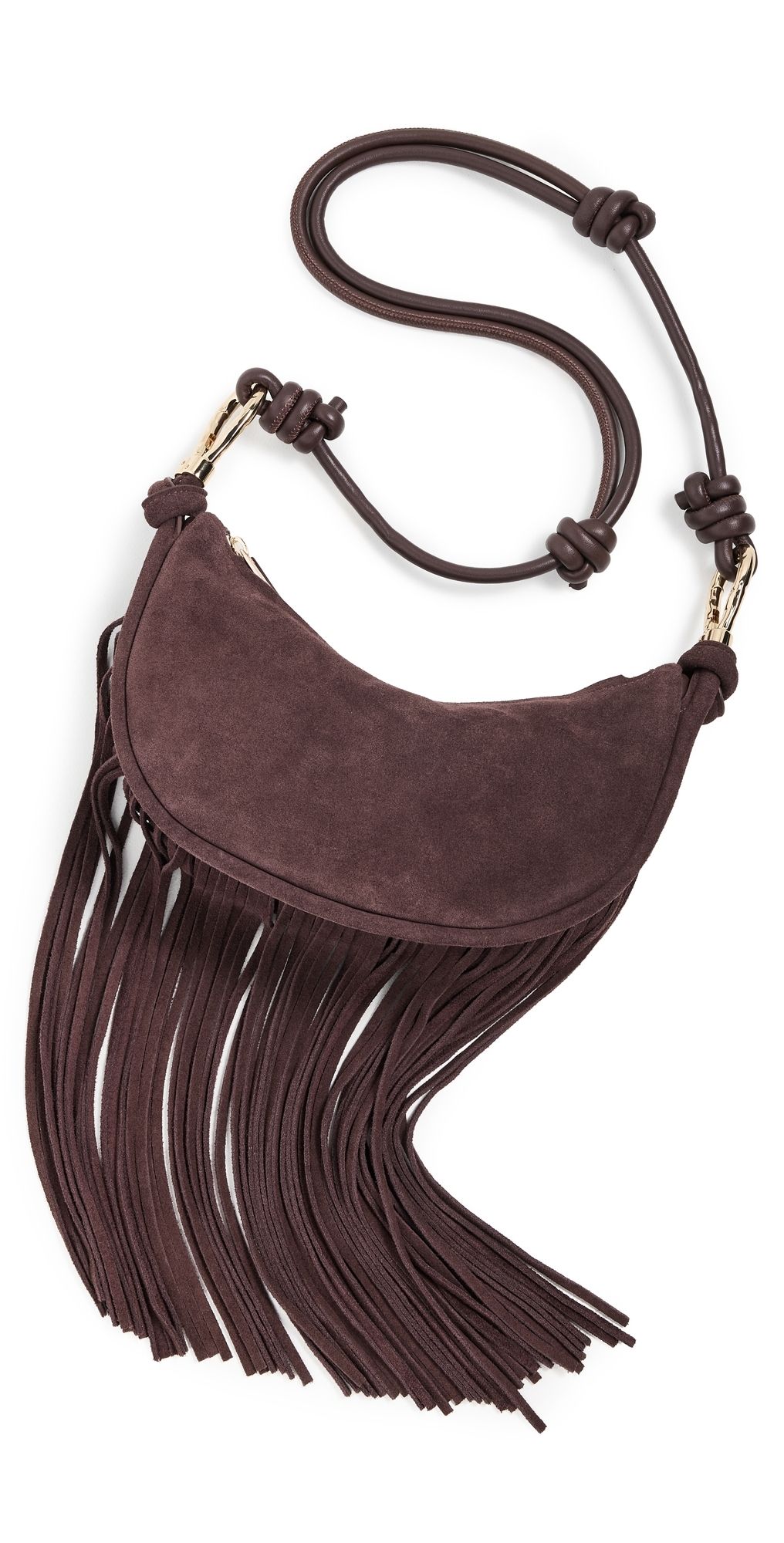 SIMKHAI Avery Fringe Suede Crossbody Cacao One Size