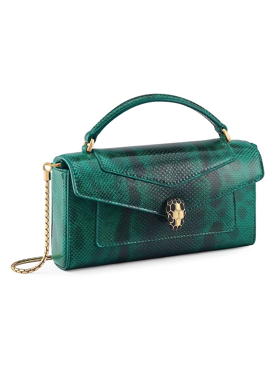 Women's Serpenti Forever Snakeskin-Embossed Leather Top Handle Bag - Smeraldo Prezioso