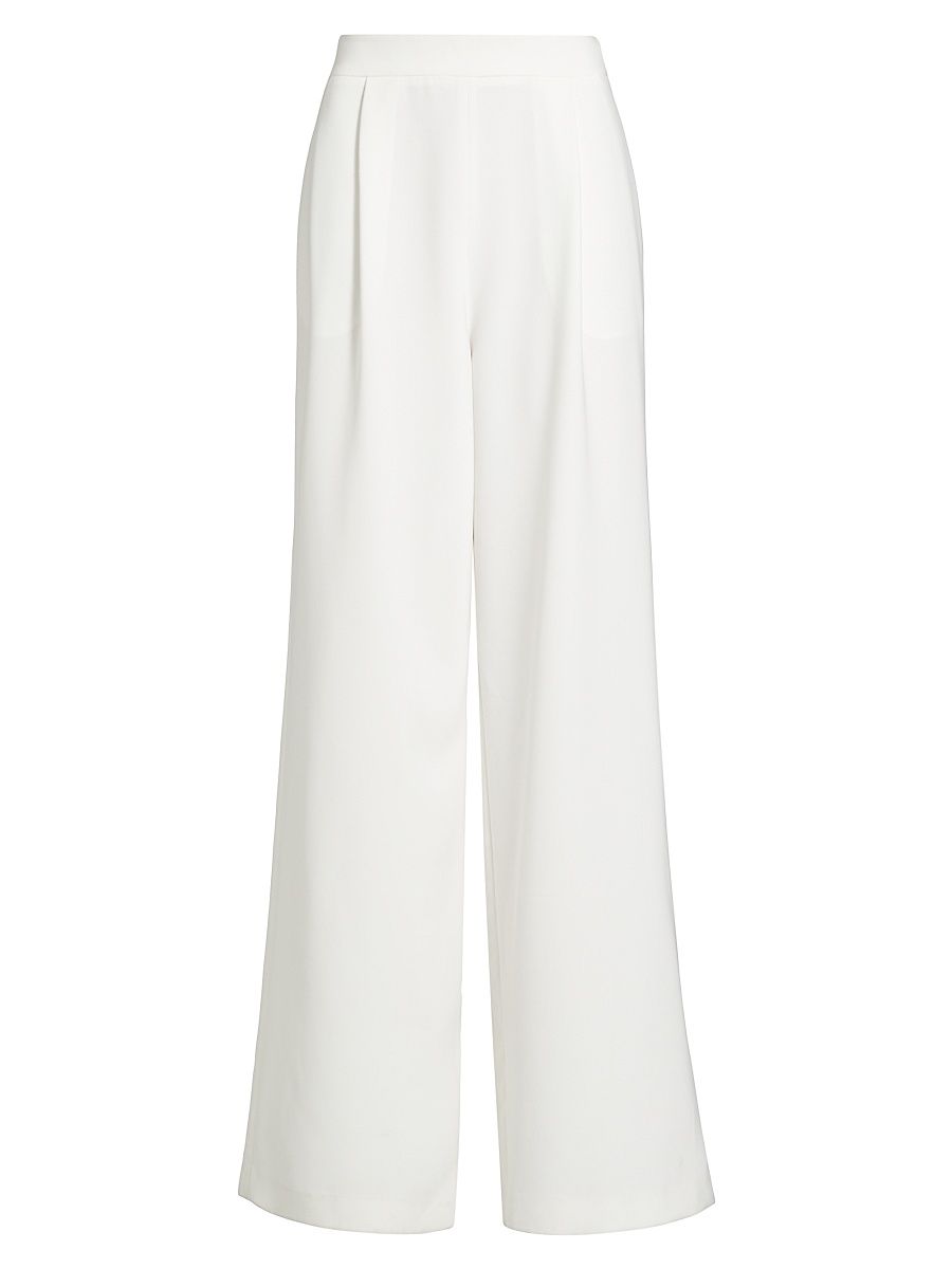 Women's Hailey Pleated Wide-Leg Trousers - Optic - Size 12