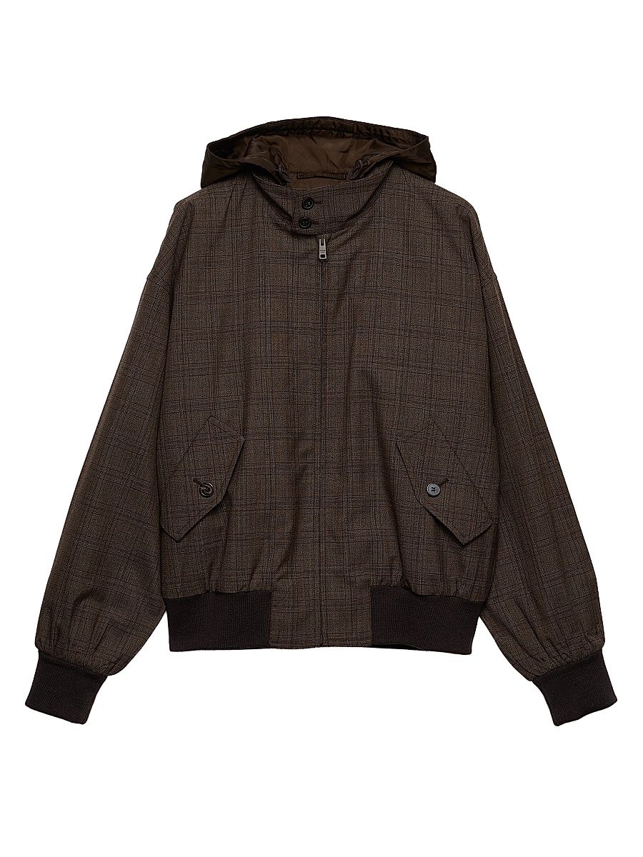 Prada Women's Prince of Wales Checked Wool Jacket - Brown - Size 6