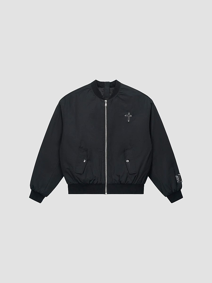 Men's Curva Ultra Rowan Studded Bomber Jacket - Black - Size XXL