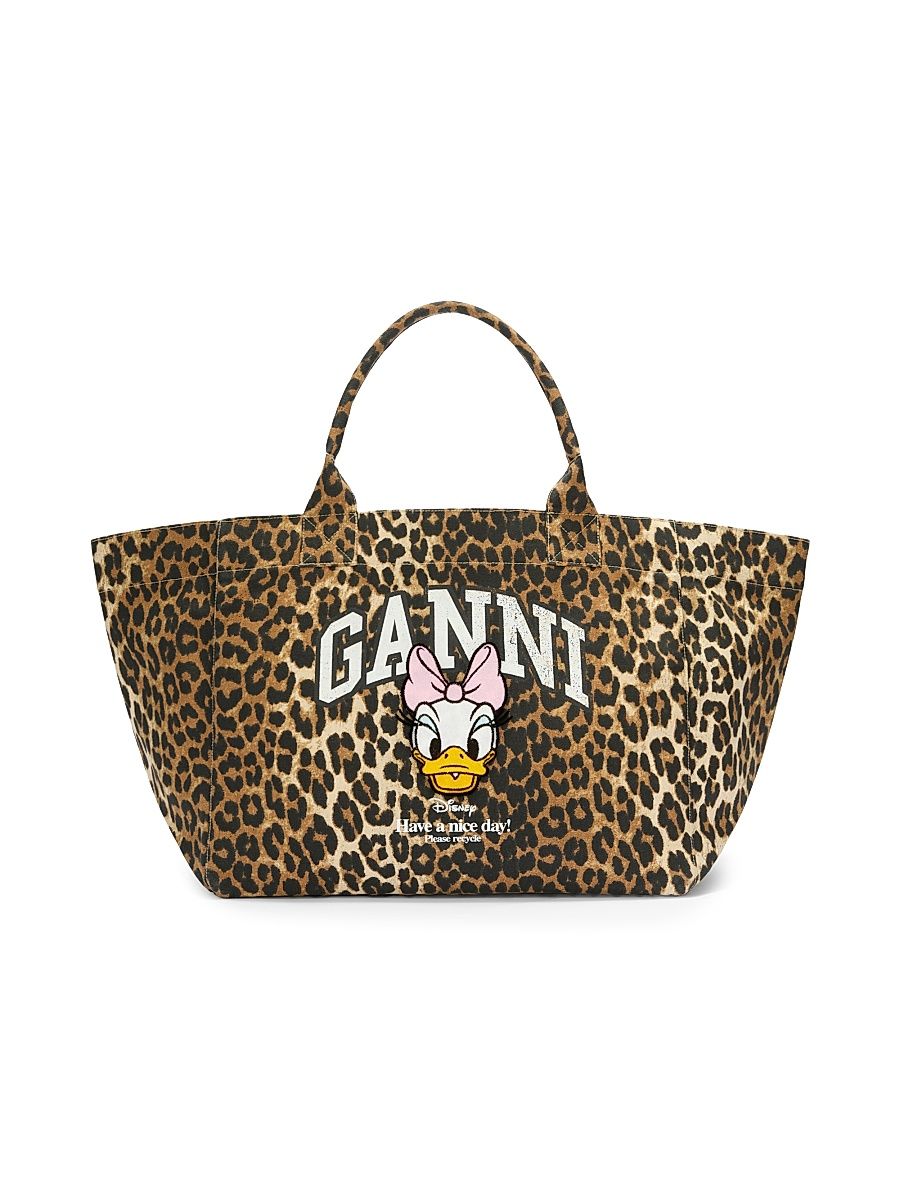 Women's Ganni x Disney Printed Trapeze Shopper Tote Bag - Almond Milk