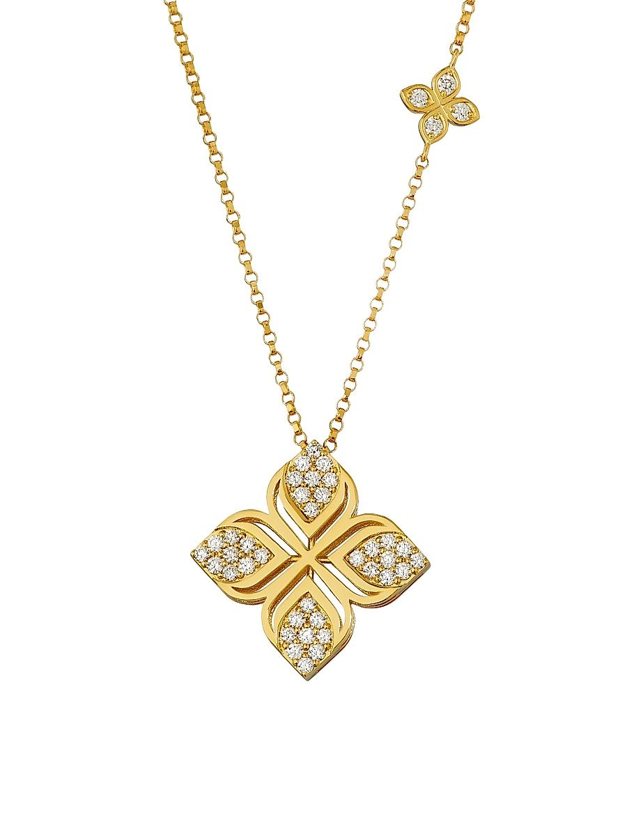 Women's Arabesque Flower 18K Yellow Gold & 0.35 TCW Diamond Pendant Necklace - Yellow Gold