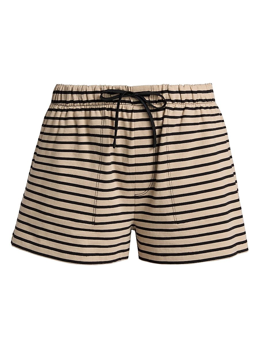 Women's Striped Heavyweight Jersey Drawstring Shorts - Dune Black - Size XS