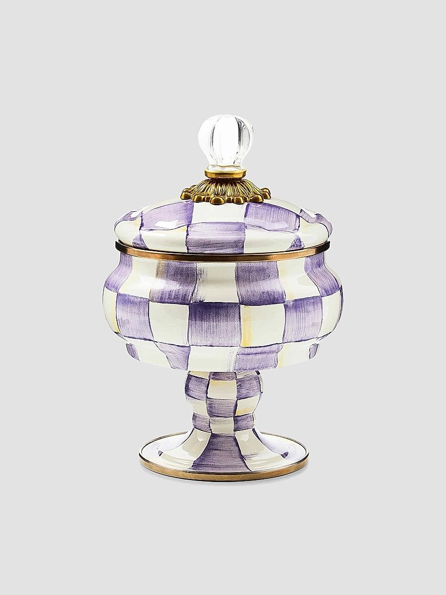 Violet Check Steel & Enamel Curiosity Pot