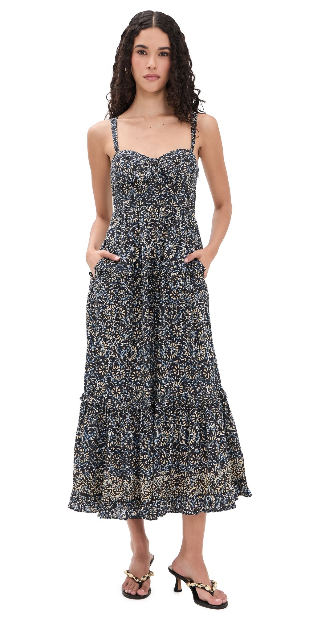 Ulla Johnson Ophelia Sleeveless Cotton Dress Midnight Bloom 2