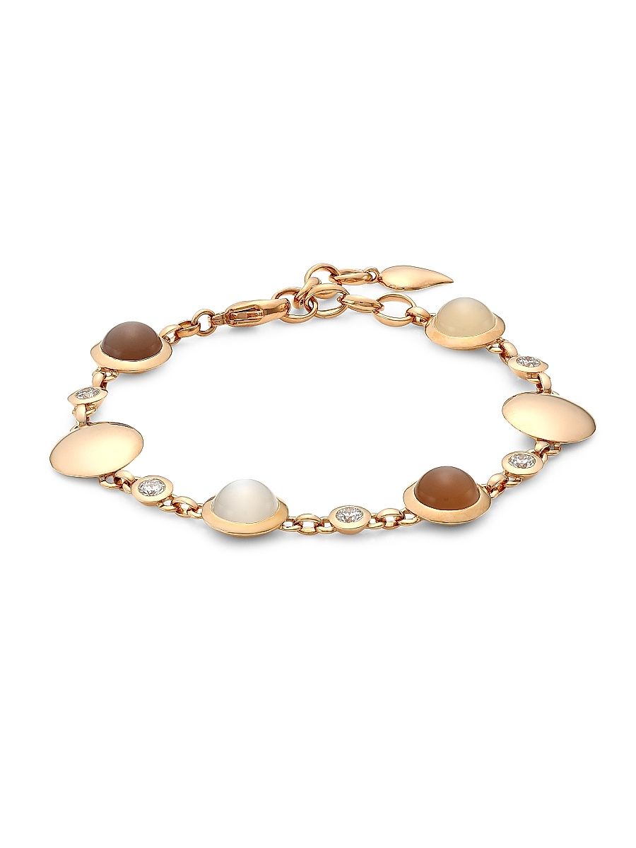 Women's Bouton 18K Rose Gold, Diamond & Tri-Tone Moonstone Link Bracelet - Rose Gold