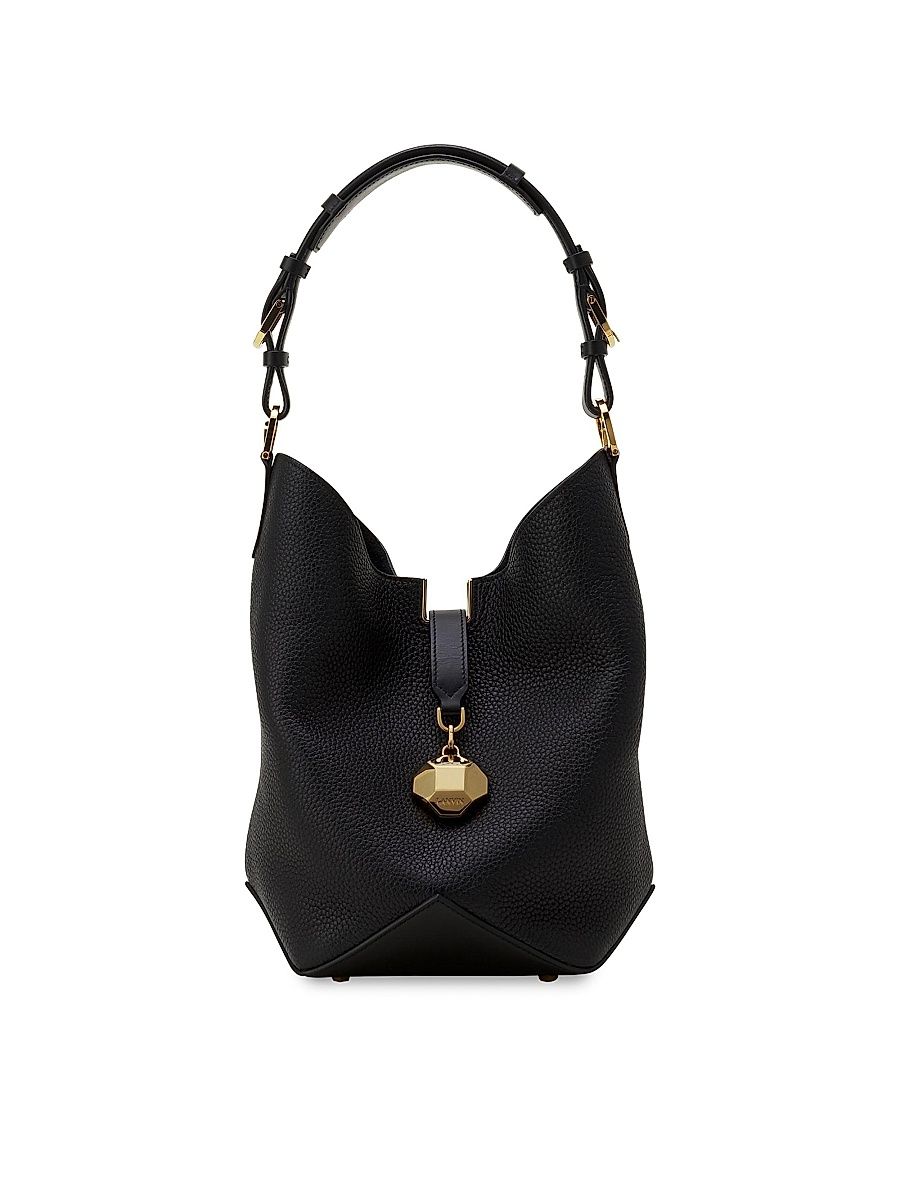 Women's Catch Medium Leather Bucket Bag - Black