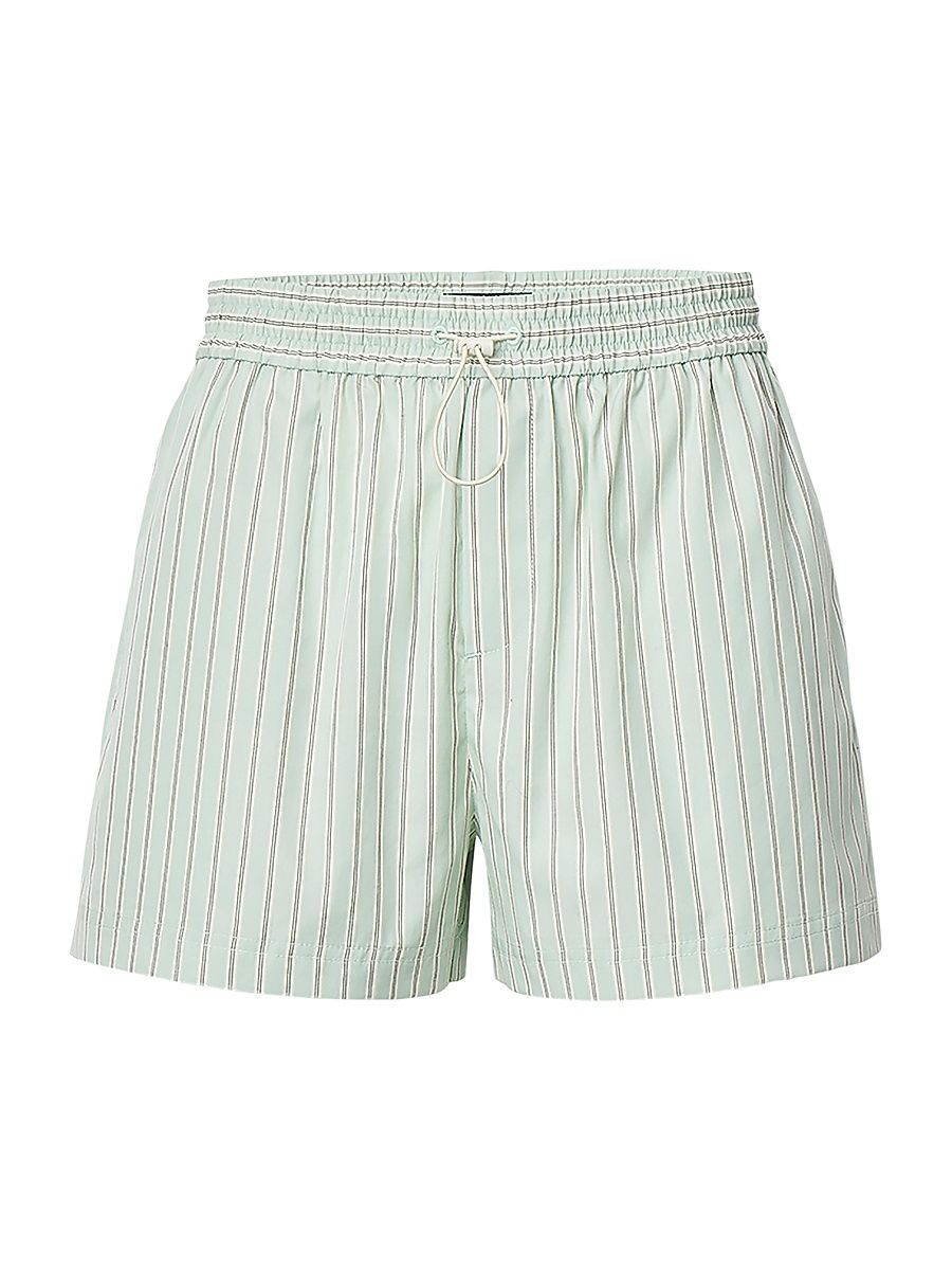 Women's Marvin Striped Drawcord Shorts - Green Stripe - Size XL