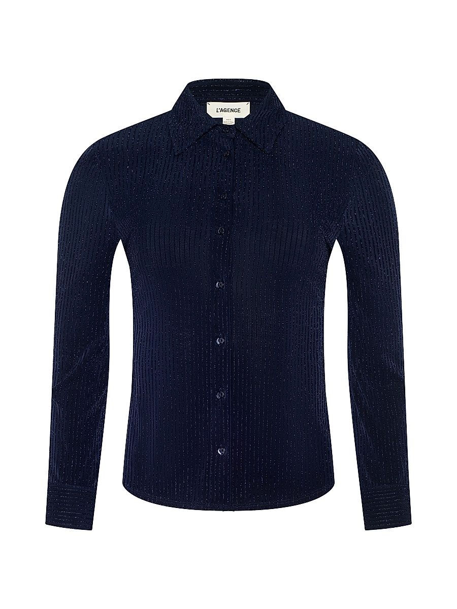 Women's Indiana Metallic-Striped Cardigan - Midnight Metallic Pinstripe - Size Medium