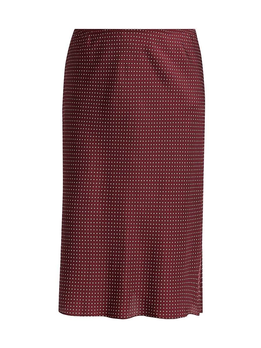 Women's Elowette Polka Dot Silk-Blend Midi-Skirt - Burgandy Colette Dot - Size XS