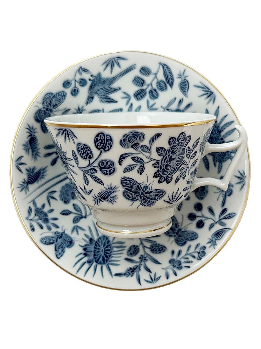 Sacred Bird & Butterfly Porcelain Cup & Saucer Set