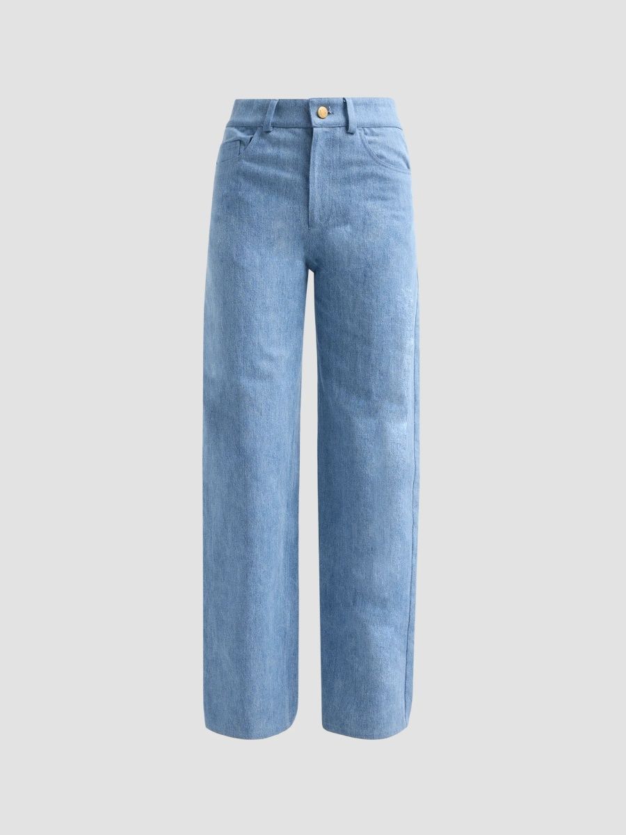 Oscar de la Renta Women's Mid-Rise Straight-Leg Jeans - Light Wash - Size 16