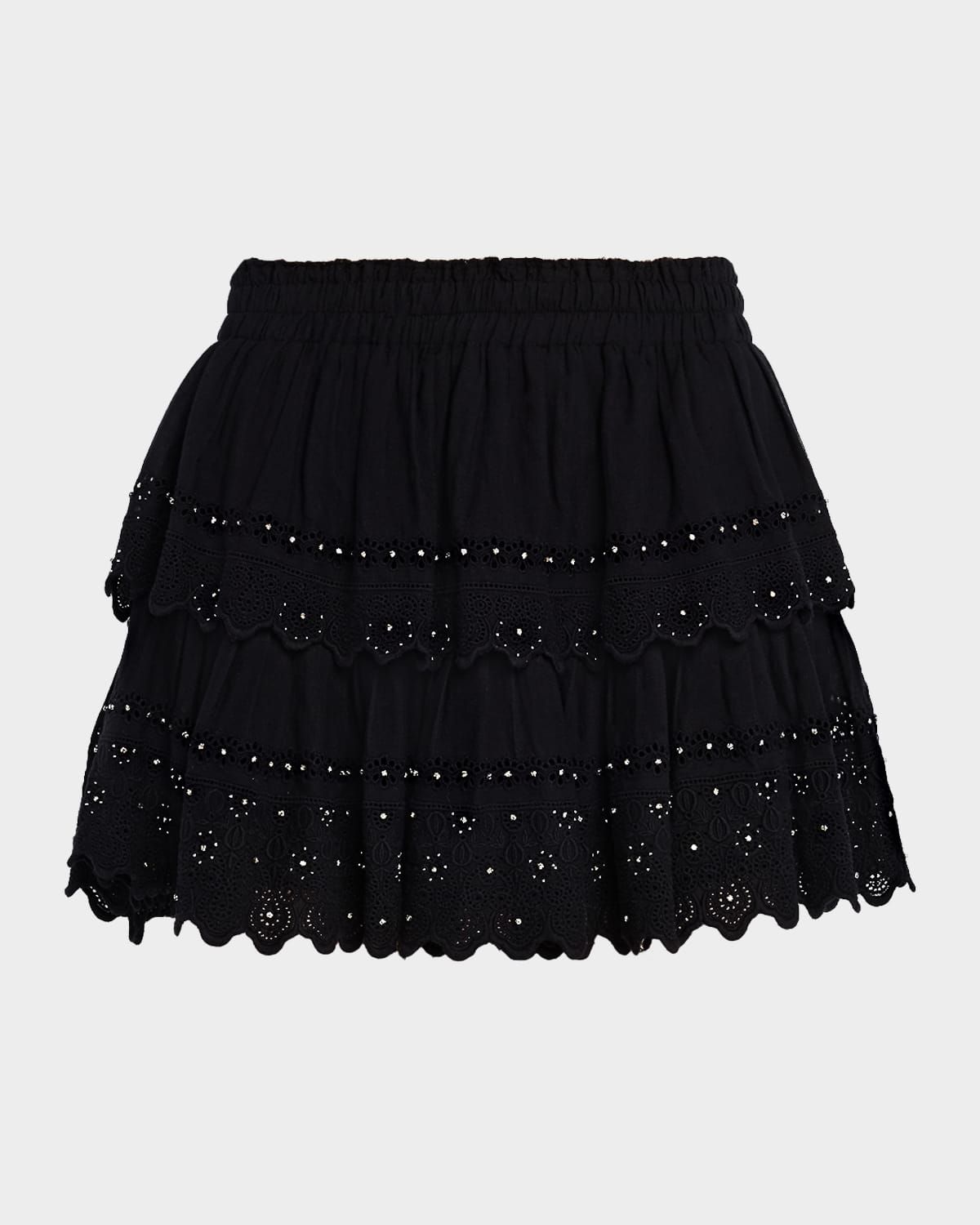 Embellished Cotton Mini Skirt