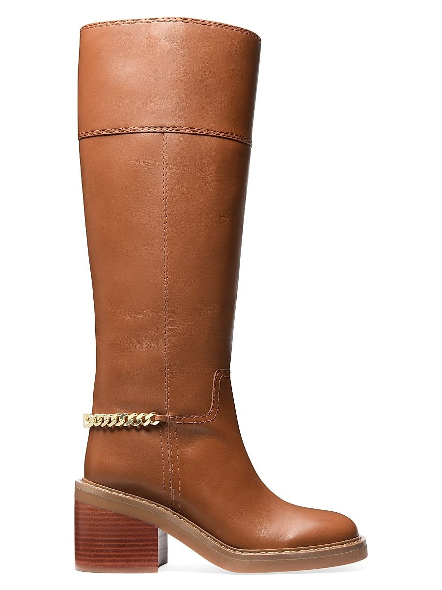 Women's Carlisle 75MM Leather Knee-High Boots - Luggage - Size 10