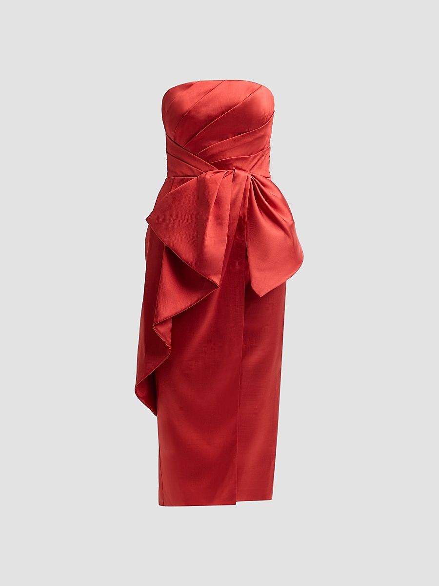 Women's Dorothea Draped Bow Dress - Crimson Bloom - Size 10