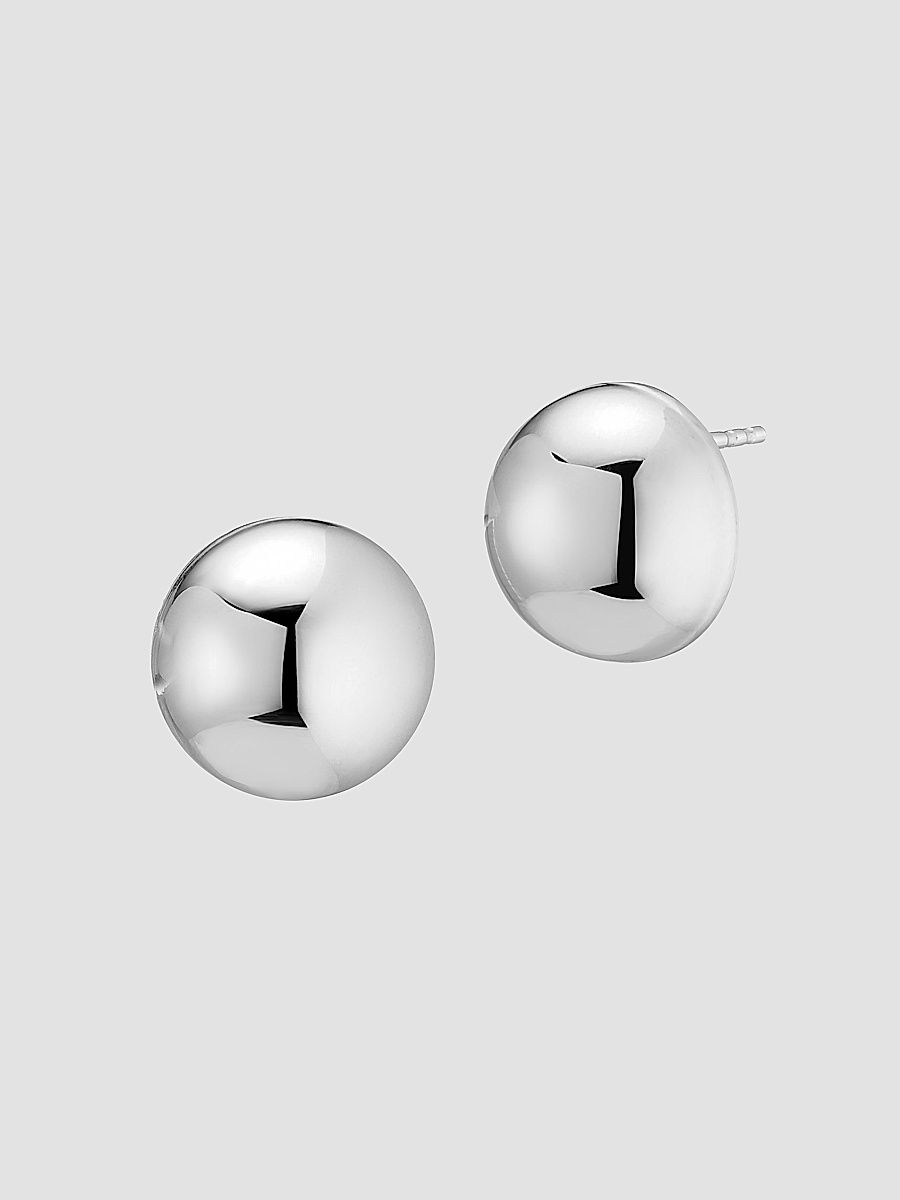 Women's Belle of the Ball Button Studs in Sterling Silver - Silver