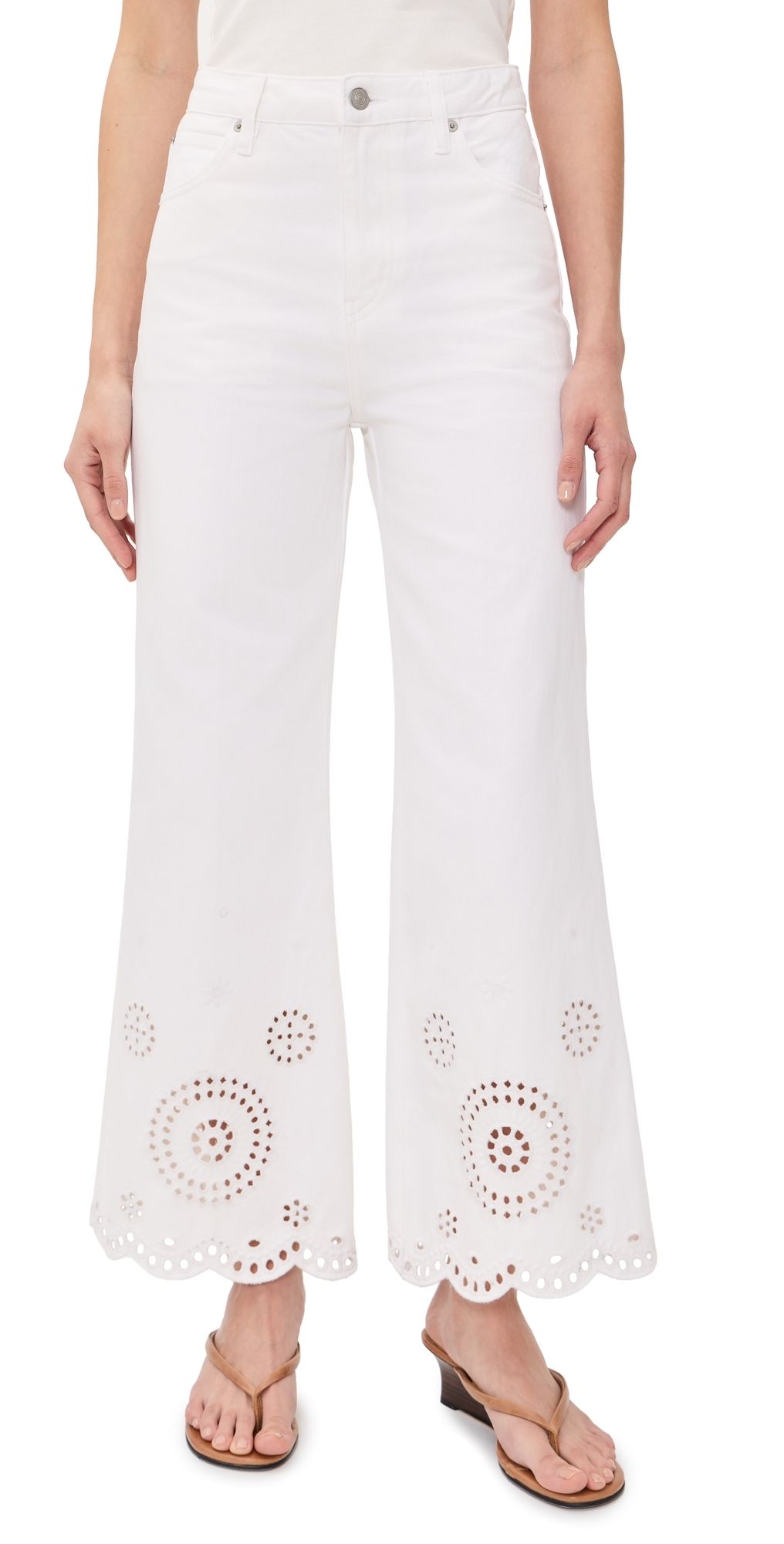 FRAME The Eyelet Wide Flare Jeans White 26