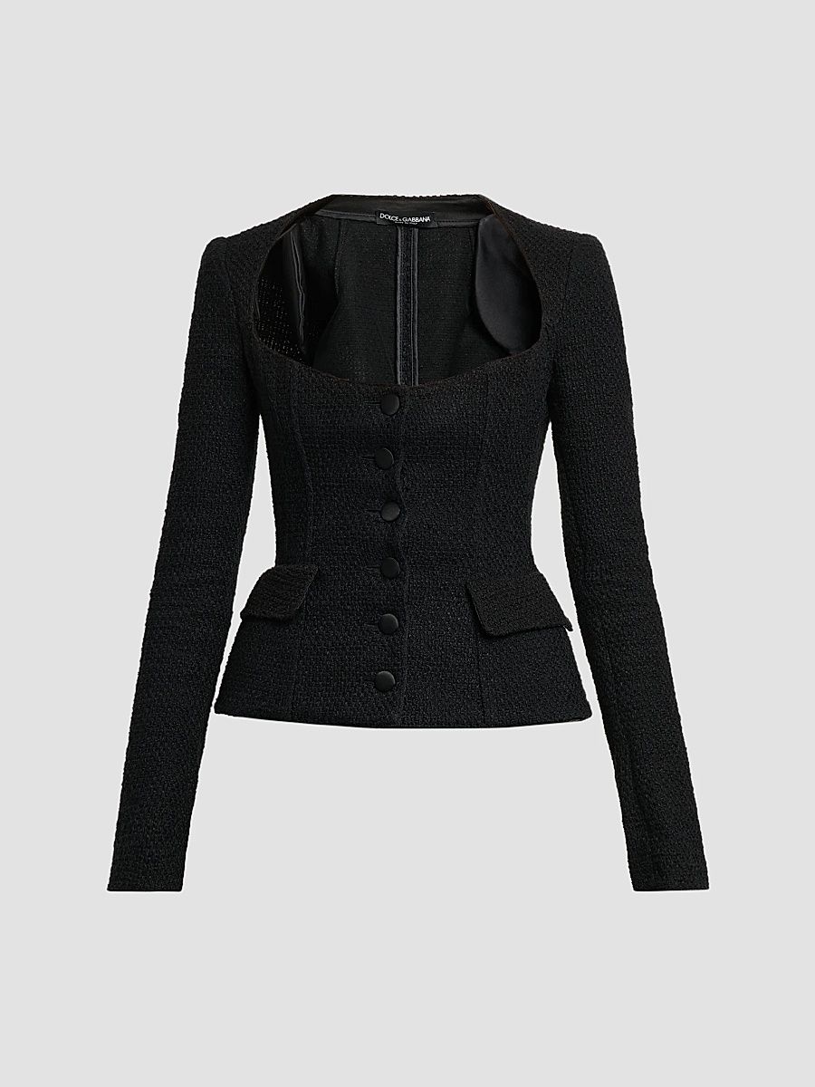 Dolce & Gabbana Women's Tweed Structured Jacket - Nero - Size 10