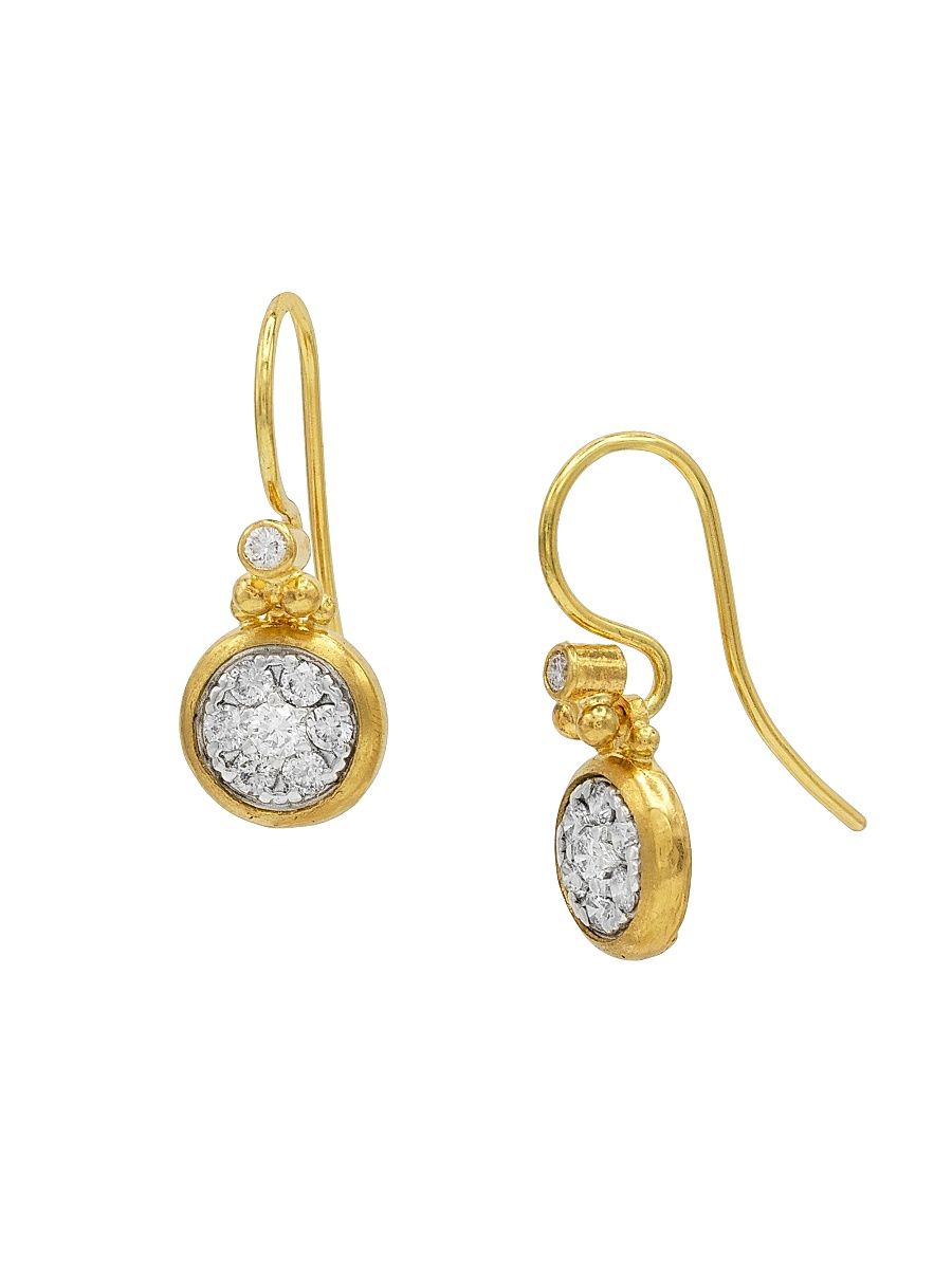 Women's Droplet 24K Yellow Gold, Sterling Silver, & Diamond Earrings - Yellow Gold