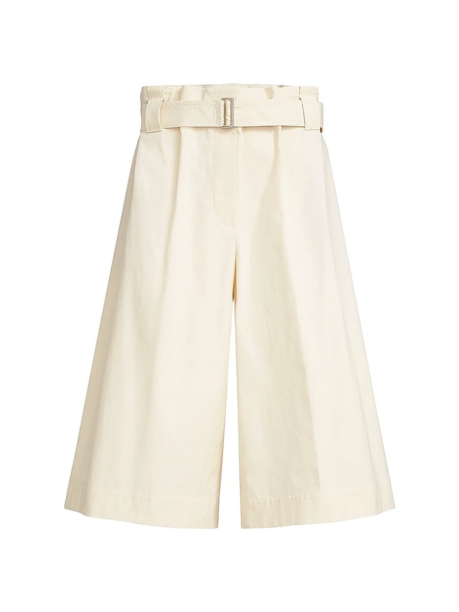 Women's Cotton Gabardine Paperbag Waist Bermuda Shorts - White - Size 0
