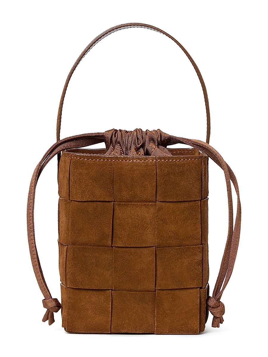 Women's Laith Woven Leather Bucket Bag - Cacao