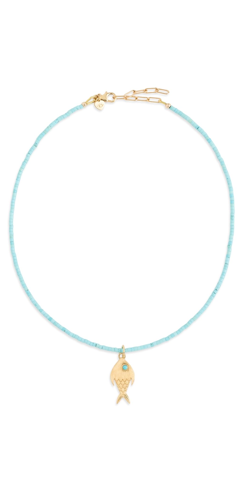 HART Teeny Gemstone Fish Charm Necklace Turquoise One Size