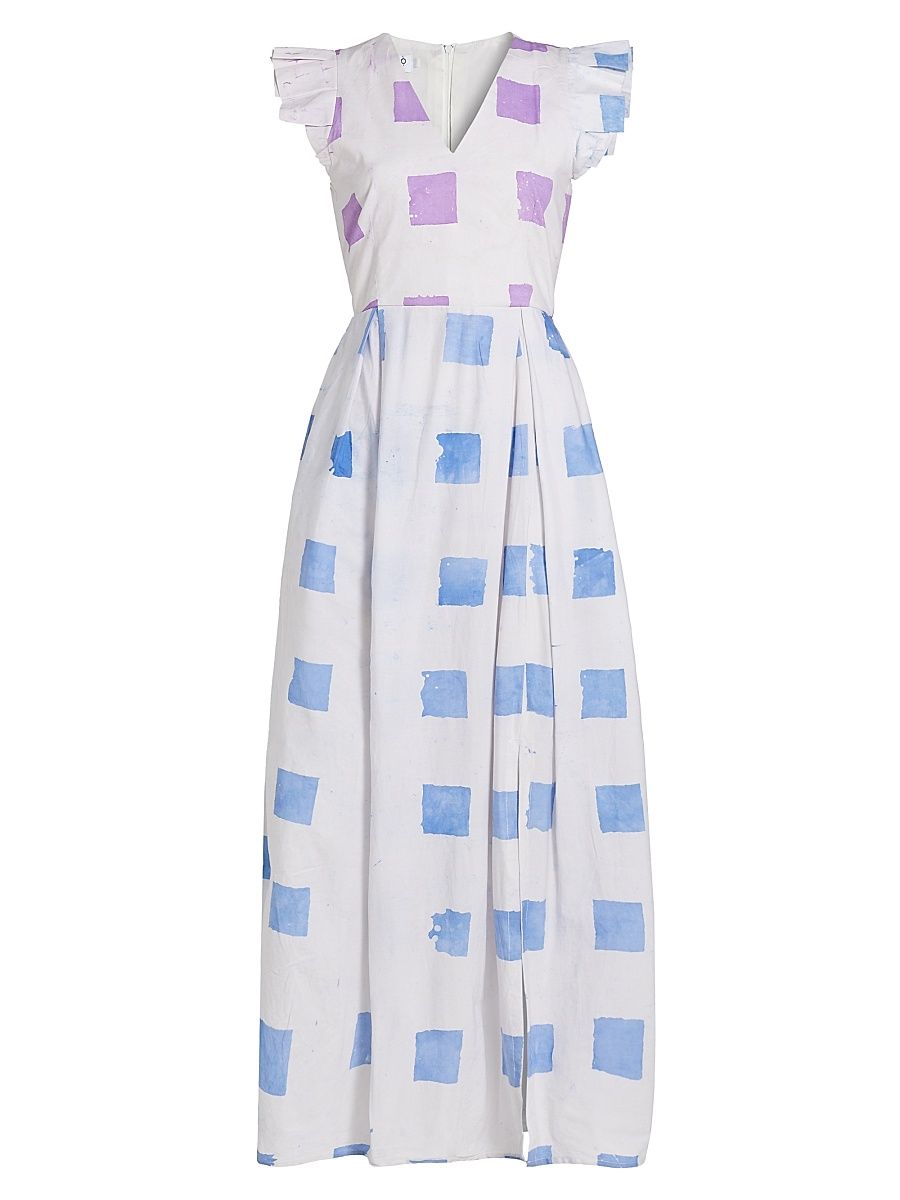 Women's Ajala Hand-Printed Cotton Maxi Dress - White Multi - Size Small