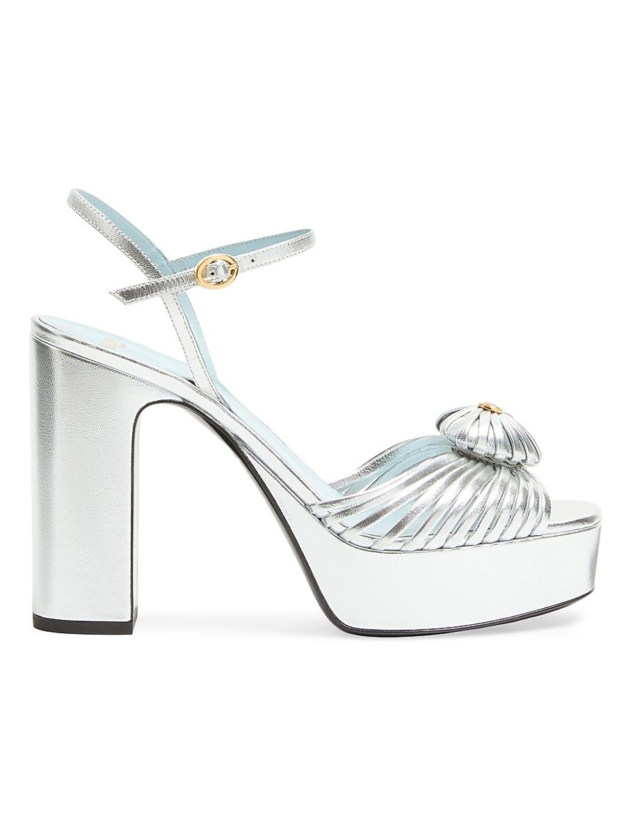 Women's Coeur Royal 115MM Platform Sandals in Laminated Nappa - Silver - Size 12