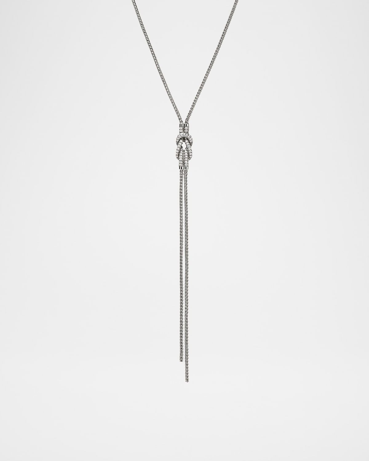 Sterling Silver Pave Love Knot Y Necklace