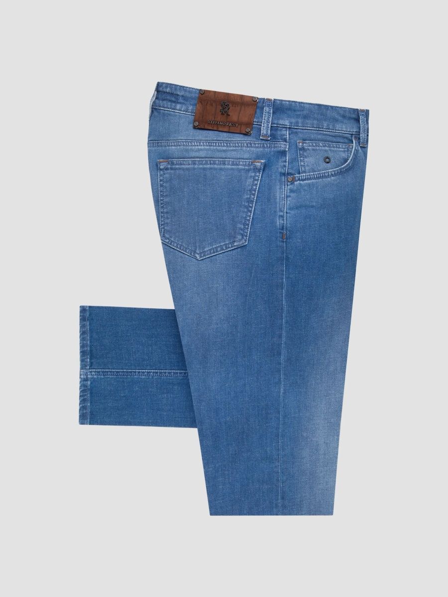 Stefano Ricci Men's Cotton Blend Tapered Jeans - Blue - Size 42