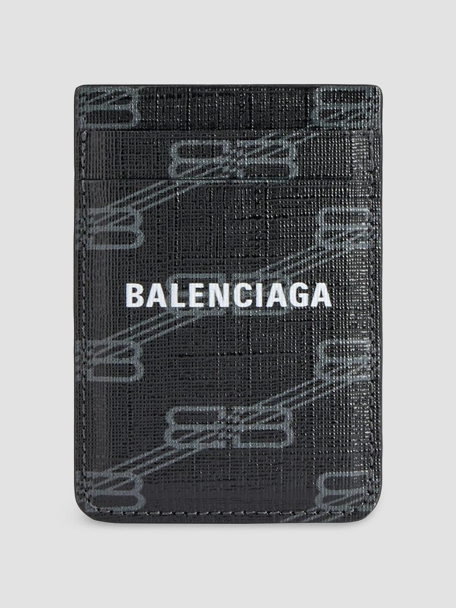 Balenciaga Men's BB Signature Magnet Card Holder - Black