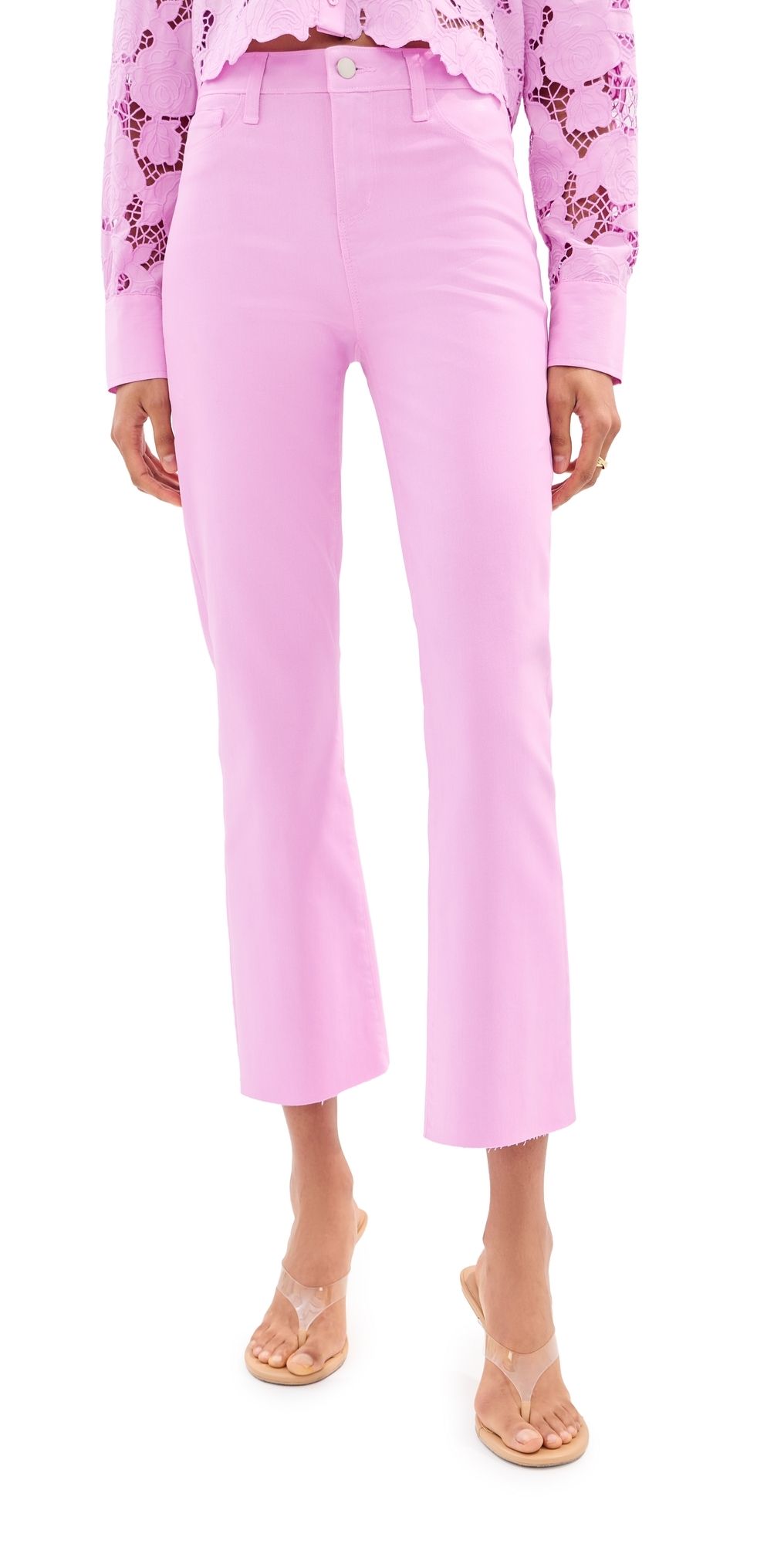 L'AGENCE Kendra Crop Flare Jeans Peony Coated 32
