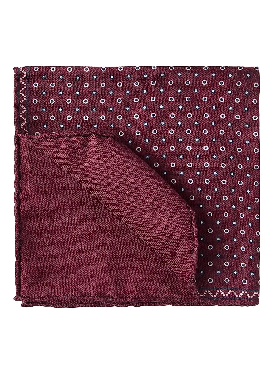 Men's Spotted Silk Pocket Square - Bordeaux